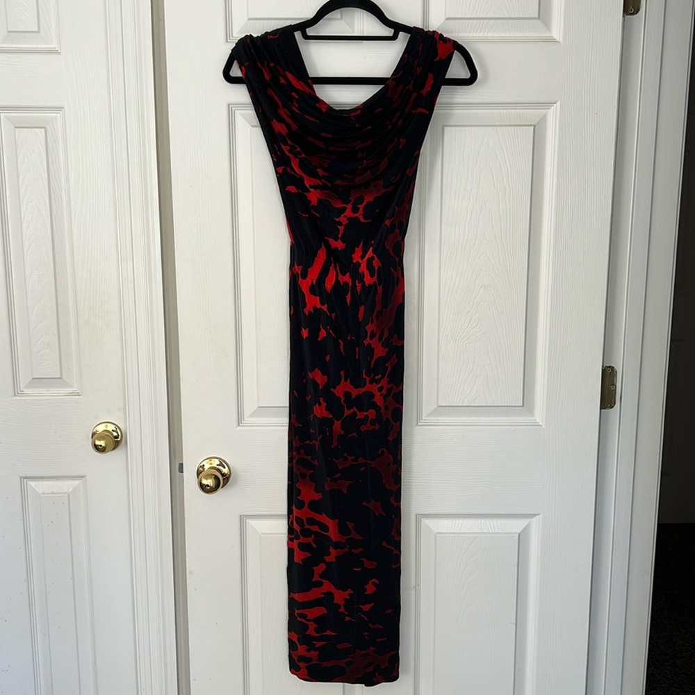 Dries Van Noten Hotmas Print Off the Shoulder Jersey Midi Dress in Red Size XS - Picture 7 of 14